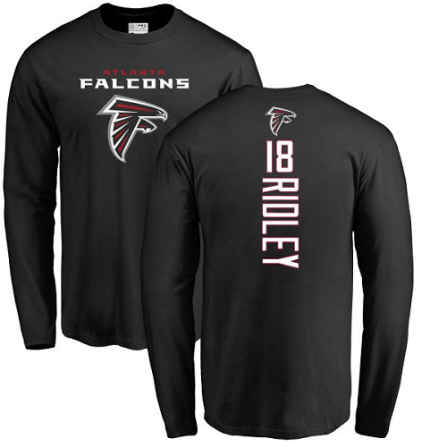 Atlanta Falcons Men Black Calvin Ridley Backer NFL Football #18 Long Sleeve T Shirt
